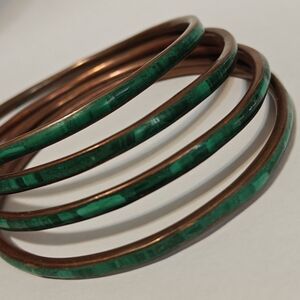 Vintage Malachite Bangle Bracelets Set Of Four